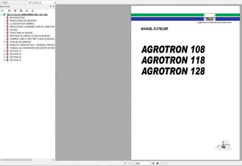 DEUTZ-FAHR AGROTRON 108 118 128 WORKSHOP MANUAL - PDF FILE