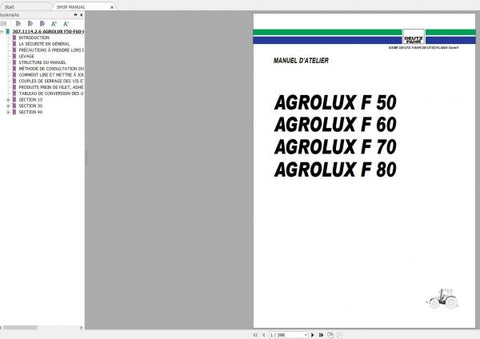 Unlock the full potential of your DEUTZ-FAHR AGROLUX series tractors with our comprehensive workshop manual, available in a convenient PDF format. This essential guide covers models F50, F60, F70, and F80, providing you with detailed insights into maintenance, troubleshooting, and repair procedures.