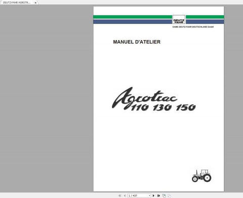 Unlock the full potential of your DEUTZ-FAHR AGROTRON series with our comprehensive Workshop Manual, available in a convenient PDF format. This essential guide covers models 80