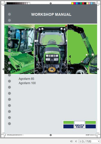 Unlock the full potential of your DEUTZ-FAHR AGROFARM 85 100 tractor with our comprehensive workshop manual, available in a convenient PDF format. This essential guide 
