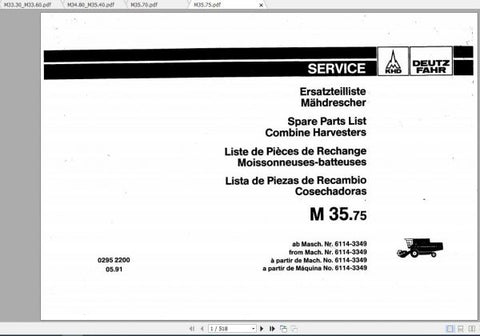 Discover the ultimate resource for maintaining your DEUTZ FAHR tractor with the M33.30-M35.75 Spare Parts Catalogue Manual. This comprehensive PDF file is designed to provide you with detailed information on all essential components, ensuring you