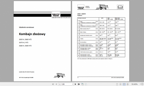 Unlock the full potential of your DEUTZ HARVESTER with the comprehensive Service Training Manual for models 5650, 5660, 5670, 5680, and 5690 H HTS. This PDF file is an essential resource for operators and technicians alike, providing in-depth insights into maintenance, troubleshooting, and operational best practices tailored