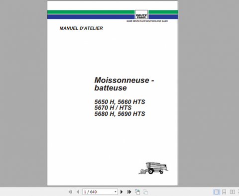 Unlock the full potential of your DEUTZ HARVESTER with the comprehensive Workshop Manual for models 5650, 5660, 5670, 5680, and 5690 H HTS. This PDF file is an essential resource for both seasoned professionals and DIY enthusiasts, providing