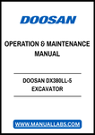 DOOSAN DX380LL-5 EXCAVATOR FORESTRY MACHINE OPERATION & MAINTENANCE MANUAL - PDF FILE