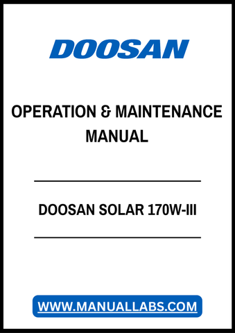 DOOSAN SOLAR 170W-III OPERATION & MAINTENANCE MANUAL - PDF FILE
