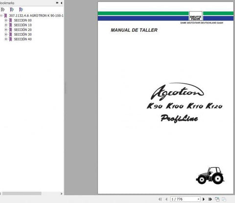 DEUTZ-FAHR AGROTRON K90 K100 K110 K120 SERVICE MANUAL - PDF FILE