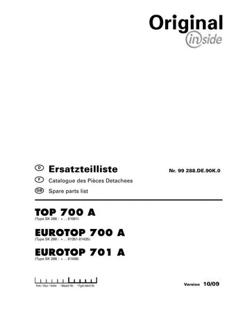 Discover the ultimate resource for your Pöttinger Agricultural Top Eurotop 700 and 701 equipment with our comprehensive Parts Catalog Manual. This PDF file is meticulously designed to provide you with detailed diagrams and part numbers, ensuring you can easily identify and order the components you need for optimal performance.