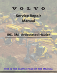 VOLVO 861 BM ARTICULATED HAULERS (ART) REPAIR SERVICE MANUAL (PDF FILE)