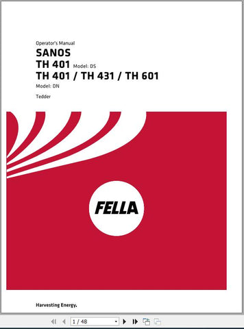 Discover the comprehensive FELLA EU SANOS TH401DS, TH401, 431, 601DN 2016 Operators Manual, a vital resource for efficient operation and maintenance of your equipment
