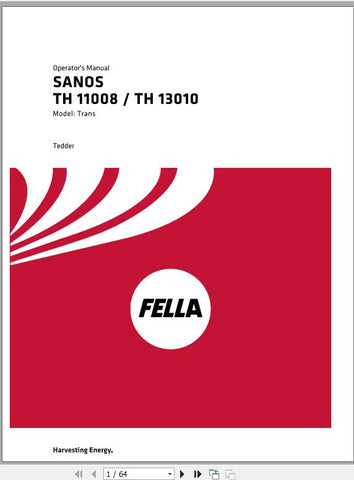 Discover the comprehensive FELLA EU SANOS TH 11008, 13010, and TRANS FEL12890605 EN01 Operators Manual, now available in a convenient PDF format. This essential guide is designed to provide you with all the necessary information to operate and maintain