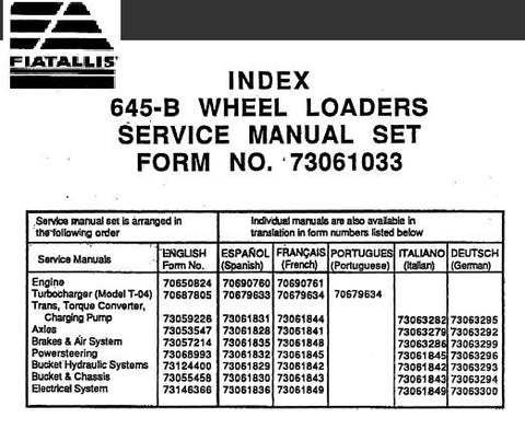 UNLOCK THE FULL POTENTIAL OF YOUR FIAT-ALLIS 645-B WHEEL LOADER WITH OUR COMPREHENSIVE SERVICE REPAIR MANUAL IN PDF FORMAT. 