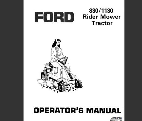 ENHANCE YOUR MOWING EXPERIENCE WITH THE FORD 830, 1130 RIDER MOWER TRACTOR OPERATOR’S MANUAL IN PDF FORMAT.