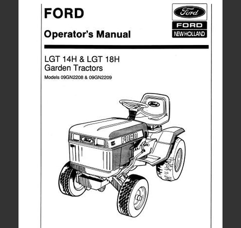 UNLOCK THE FULL POTENTIAL OF YOUR FORD LGT 14H & LGT 18H GARDEN TRACTORS WITH OUR COMPREHENSIVE OPERATOR’S MANUAL (MODELS 09GN2208 & 09GN2209) AVAILABLE IN A CONVENIENT PDF FORMAT.