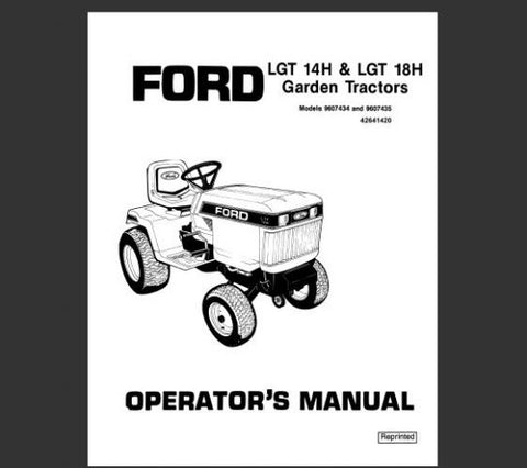 UNLOCK THE FULL POTENTIAL OF YOUR FORD LGT 14H AND LGT 18H GARDEN TRACTORS WITH OUR COMPREHENSIVE OPERATOR’S MANUAL (MODELS 9607434 AND 9607435) IN PDF FORMAT. 