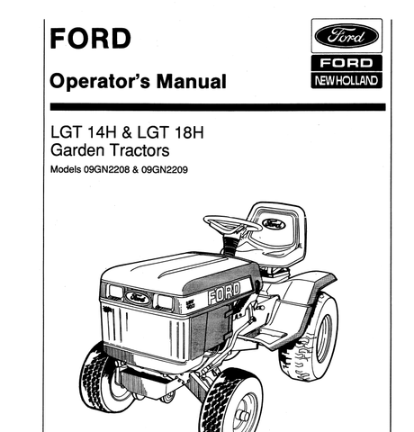 Ford LGT14H & LGT18H Garden Tractor SE4475 - New Holland Operator's Manual 42001420