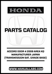 HONDA ACCORD DOOR 4 2009 AREA KQ MANUFACTURER JAPAN (TRANSMISSION 5AT, GRADE BASE) PARTS CATALOG MANUAL - PDF DOWNLOAD