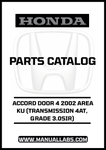 HONDA ACCORD DOOR 4 2002 AREA KU (TRANSMISSION 4AT, GRADE 3.0SIR) PARTS CATALOG MANUAL - PDF DOWNLOAD