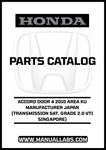 HONDA ACCORD DOOR 4 2010 AREA KU MANUFACTURER JAPAN (TRANSMISSION 5AT, GRADE 2.0 VTI SINGAPORE) PARTS CATALOG MANUAL - PDF DOWNLOAD