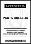 HONDA ACCORD DOOR 4 2011 AREA KQ MANUFACTURER THAILAND (TRANSMISSION 5AT, GRADE 2.4 VTI) PARTS CATALOG MANUAL - PDF DOWNLOAD