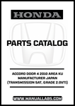 HONDA ACCORD DOOR 4 2010 AREA KU MANUFACTURER JAPAN (TRANSMISSION 5AT, GRADE 2.0VTI) PARTS CATALOG MANUAL - PDF DOWNLOAD