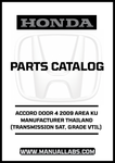 HONDA ACCORD DOOR 4 2009 AREA KU MANUFACTURER THAILAND (TRANSMISSION 5AT, GRADE VTIL) PARTS CATALOG MANUAL - PDF DOWNLOAD