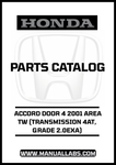 HONDA ACCORD DOOR 4 2001 AREA TW (TRANSMISSION 4AT, GRADE 2.0EXA) PARTS CATALOG MANUAL - PDF DOWNLOAD