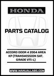 HONDA ACCORD DOOR 4 2004 AREA KP (TRANSMISSION 5AT, GRADE VTI-L) PARTS CATALOG MANUAL - PDF DOWNLOAD