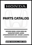HONDA ACCORD DOOR 4 2010 AREA KQ MANUFACTURER JAPAN (TRANSMISSION 5AT, GRADE LUXURY) PARTS CATALOG MANUAL - PDF DOWNLOAD