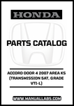 HONDA ACCORD DOOR 4 2007 AREA KS (TRANSMISSION 5AT, GRADE VTI-L) PARTS CATALOG MANUAL - PDF DOWNLOAD