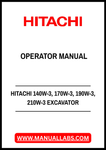 Unlock the full potential of your HITACHI Wheeled Excavator with our comprehensive Operator Manual, available in a convenient PDF format. This manual covers models 140W-3, 170W-3, 190W-3, and 210W-3, providing you with essential information to operate and maintain your equipment efficiently.