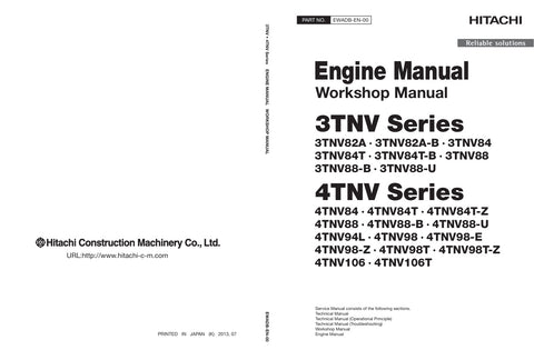 Unlock the full potential of your HITACHI 3TNV and 4TNV series engines with the comprehensive EWADB-EN-00 PDF Service Manual. This essential resource provides detailed insights into maintenance, troubleshooting, and repair procedures, ensuring your engine operates at peak performance. With clear diagrams and step-by-step instructions, this manual is designed for both seasoned professionals and DIY enthusiasts, making it an invaluable addition to your toolkit. Don't miss the opportunity to enhance your 