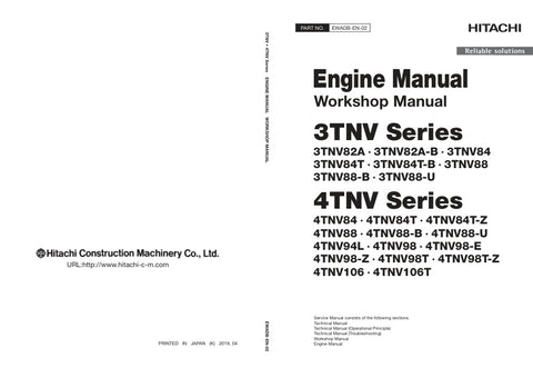 Unlock the full potential of your HITACHI 3TNV and 4TNV series engines with the comprehensive EWADB-EN-02 Service Manual in PDF format. This essential guide provides detailed insights into maintenance, troubleshooting, and repair procedures, ensuring your engine operates at peak performance. With easy navigation and clear illustrations, this manual is designed for both seasoned professionals and DIY enthusiasts, making it an invaluable resource for anyone looking to enhance their engine's longevity and