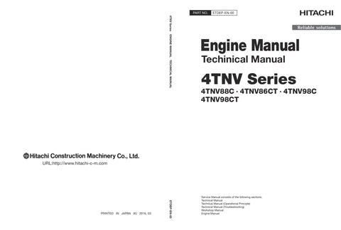 Unlock the full potential of your HITACHI 4TNV series engines with the comprehensive technical manual ETDEP-EN-00. This PDF file covers essential models including the 4TNV88C, 4TNV86CT, 4TNV98C, and 4TNV98CT, providing detailed insights into specifications, maintenance procedures, and troubleshooting tips. Whether you're a seasoned technician or a DIY enthusiast, this manual is an invaluable resource that ensures optimal performance and longevity of your engine. Don't miss out on the opportunity to enhance