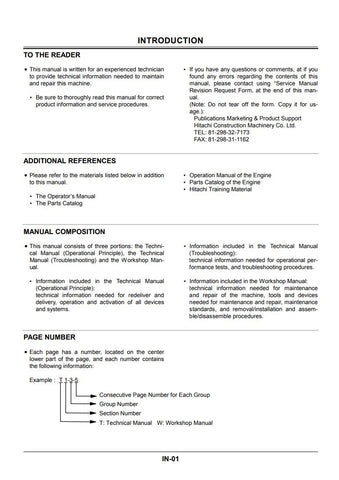 Unlock the full potential of your HITACHI EX550-5, EX600H-5, EX550LC-5, and EX600LCH-5 machinery with our comprehensive Service Manual PDF file. This essential resource provides detailed schematics, troubleshooting tips, and maintenance guidelines to ensure optimal performance and longevity of your equipment. With easy navigation and clear instructions, you can quickly access the information you need to keep your machines running smoothly. Invest in this invaluable tool today and enhance your operational