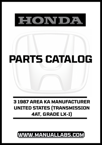 Unlock the full potential of your 1987 Honda Accord with our comprehensive Parts Catalog Manual, specifically designed for the LX-I grade with a 4AT transmission. This PDF download provides detailed diagrams and specifications, ensuring you have all the information you need for maintenance and repairs.