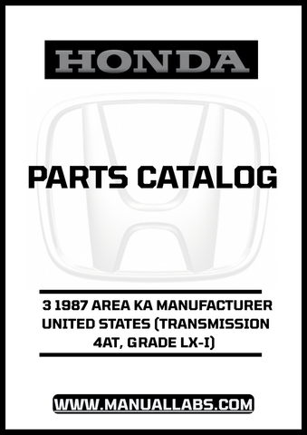 Unlock the full potential of your 1987 Honda Accord with our comprehensive Parts Catalog Manual, specifically designed for the LX-I grade with a 4AT transmission. This PDF download provides you with detailed diagrams and specifications, ensuring you have all the information you need for maintenance and repairs.