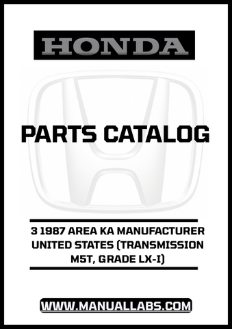 Unlock the full potential of your 1987 Honda Accord with our comprehensive Parts Catalog Manual, specifically designed for the M5T transmission and LX-I grade. This PDF download provides you with detailed diagrams, part numbers, and specifications, ensuring you have everything you need for maintenance and repairs.