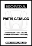 Unlock the full potential of your 1987 Honda Accord with our comprehensive Door 3 Parts Catalog Manual. This PDF download is specifically designed for the EX grade model equipped with a 4AT transmission, providing you with detailed diagrams and specifications to ensure accurate repairs and maintenance.