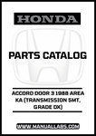 Unlock the full potential of your 1988 Honda Accord with our comprehensive Door 3 Parts Catalog Manual. This PDF download is specifically designed for the DX grade model equipped with a 5MT transmission, providing you with detailed diagrams and specifications to ensure accurate repairs and maintenance.