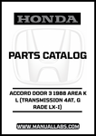 Unlock the full potential of your 1988 Honda Accord with our comprehensive Door 3 Parts Catalog Manual. This PDF download is specifically designed for the LX-I grade with a 4AT transmission, providing you with detailed diagrams and specifications to ensure accurate repairs and maintenance.