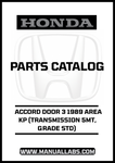 Unlock the full potential of your 1989 Honda Accord with our comprehensive Door 3 Parts Catalog Manual. This PDF download is specifically designed for the 5MT transmission and Grade STD, providing you with detailed diagrams and specifications to ensure accurate repairs and maintenance.