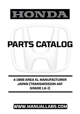 Unlock the full potential of your 1989 Honda Accord with our comprehensive Parts Catalog Manual, specifically designed for the 4-door LX-I model featuring a 5MT transmission. This PDF download is an essential resource for both DIY enthusiasts and professional mechanics, providing detailed diagrams and specifications to ensure accurate repairs and maintenance.