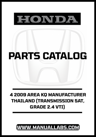 Unlock the full potential of your 2009 Honda Accord with our comprehensive Parts Catalog Manual, specifically designed for the 4-door model with a 2.4 VTI transmission. This PDF download provides detailed insights into every component, ensuring you have the right information at your fingertips for maintenance and repairs.