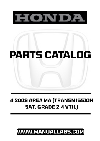 Unlock the full potential of your 2009 Honda Accord with our comprehensive Door 4 Parts Catalog Manual. This PDF download is specifically designed for the 2.4 VTIL model equipped with a 5AT transmission, providing you with detailed diagrams and specifications to ensure accurate repairs and maintenance.