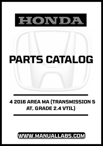 Discover the ultimate resource for your 2016 Honda Accord with our comprehensive Parts Catalog Manual, available for instant PDF download. This manual is specifically designed for the 4-door model featuring the 2.4 VTIL grade and 5AT transmission, ensuring you have the precise information you need for maintenance and repairs.