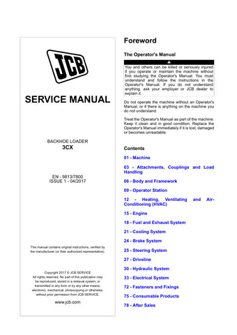  Unlock the full potential of your JCB 3CX Backhoe Loader with the comprehensive Service Manual - 9813/780. This essential guide is designed to provide you with detailed insights into maintenance, troubleshooting, and repair procedures, ensuring your equipment operates at peak performance.