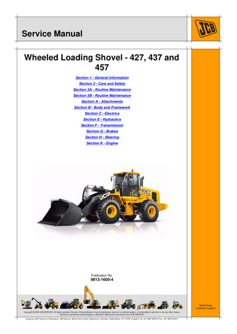 Enhance your maintenance routine with the JCB 427, 437, and 457 Wheeled Loading Shovel Service Manual (Part No. 9813-1600-4). This comprehensive guide is designed to provide you with all the essential information needed to keep your machinery running smoothly and efficiently.