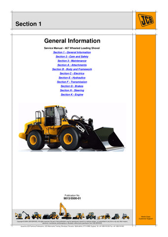 Discover the essential JCB 467 Wheel Loader Shovel Service Manual (9813/0500-01), your go-to resource for maintaining and servicing your equipment. This comprehensive manual is designed to provide you with detailed instructions, diagrams, and specifications to ensure your wheel loader operates at peak performance.