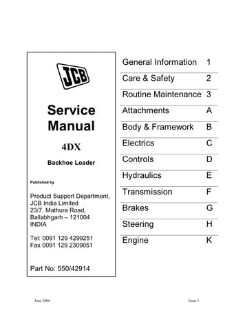Discover the essential JCB 4DX Backhoe Loader Service Manual (Part Number: 550/42914), your ultimate guide to maintaining and servicing your equipment with confidence. This comprehensive manual is designed specifically for the JCB 4DX model, ensuring you have access to accurate and detailed information tailored to your machine's unique specifications.