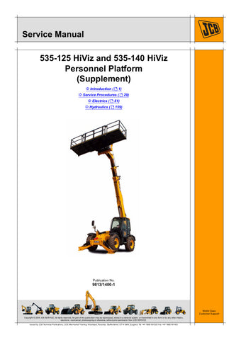Discover the essential JCB 526, 526S, 528-70, 528S Loadall and JCB 535-125 HIVIZ, 535-140 HIVIZ Personnel Platform Service Manual (9803/3710-3). This comprehensive manual is designed to provide you with all the necessary information to maintain and service your JCB equipment effectively, ensuring optimal performance and longevity.